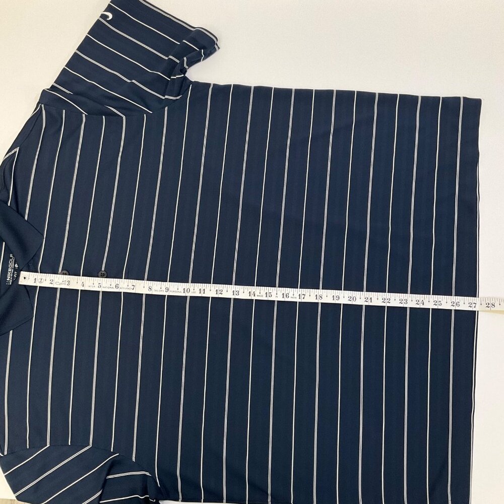 Nike Golf Men's XL Navy Blue & White Striped Dri-Fit Short Sleeve Polo Shirt - Picture 7 of 9